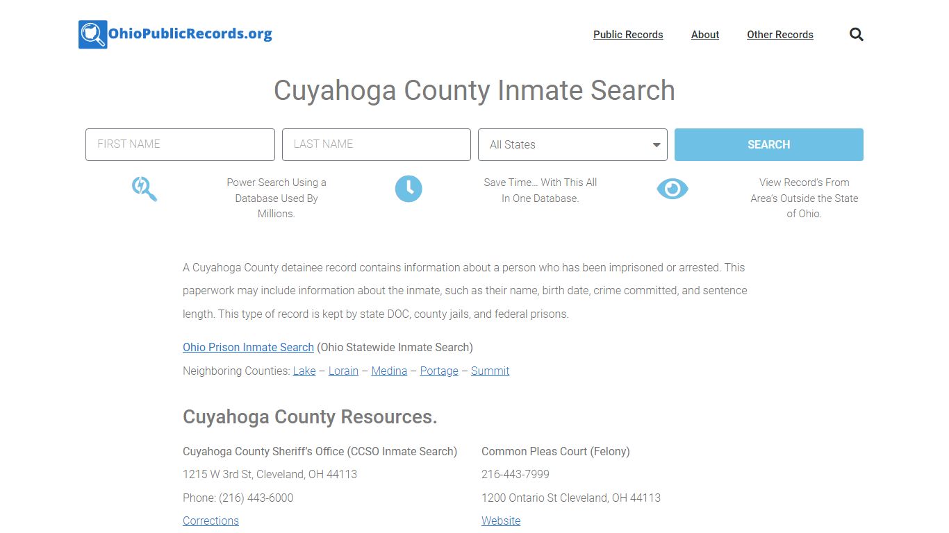 Cuyahoga County Inmate Search - CCSO Current & Past Jail Records
